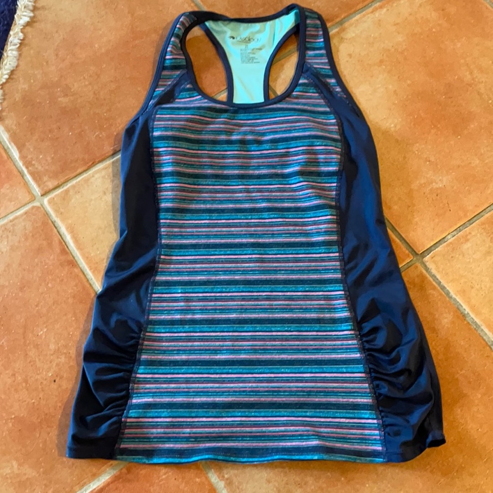 Women’s striped ruched athletic tank top - size xs